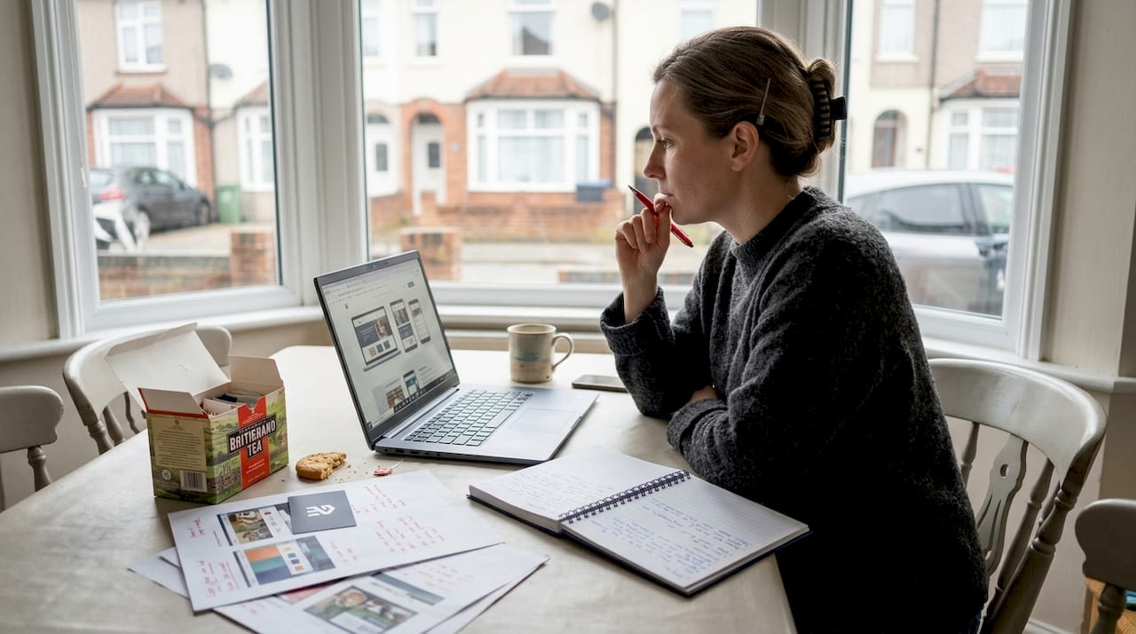 Business owner planning website on her laptop