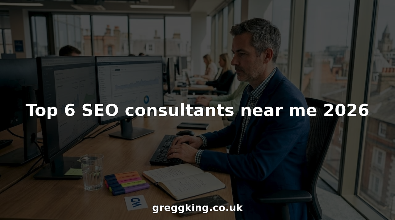 SEO consultant working at city desk with analytics