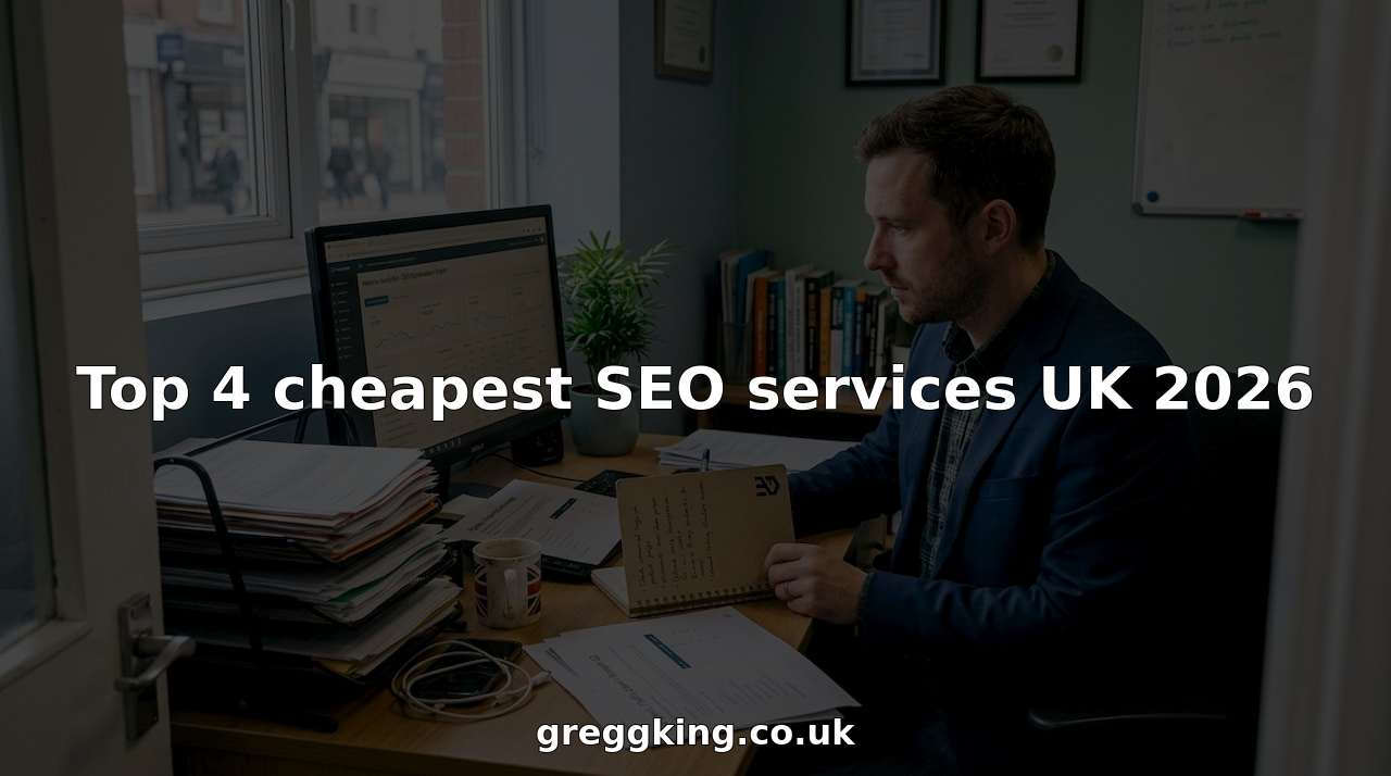 SEO consultant working in cluttered UK office